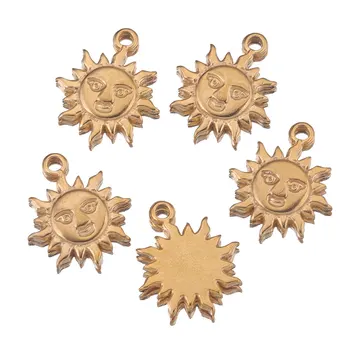 10 Szt. Pozłacane Ze Stali Nierdzewnej Kreskówka Słońce Księżyc Wisiorki Kolczyki Wisiorki Złącza dla DIY Biżuteria Dostawy Luzem  10