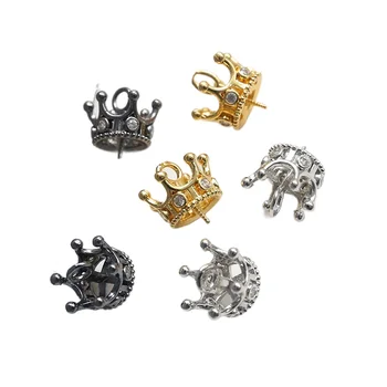 12*14 mm miedziana powłoka, prawdziwe złoto, inkrustowane cyrkon, korona, zawieszenie czarownice, zrób to sam, ręcznie biżuteria, barokowy perły, akcesoria, materiał, 2 szt.  10
