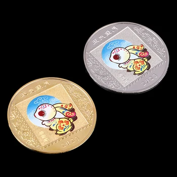 2 szt. Złote Monety Kolekcjonerskie Na Szczęście Chiński Feng Shui, Królik, Koń, Zwierzę Pamiątkowe Monety 2023 Nowy Rok Złoto Srebro  5