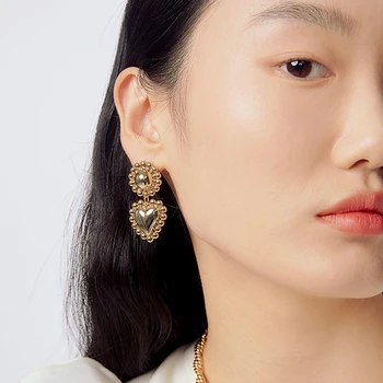 2021 Nowy Kolor Złoty Serce Długie Wiszące Kolczyki dla Kobiet Moda Temperament Oświadczenie Koreańskie Wiszące Kolczyki Ślubne Biżuteria  10