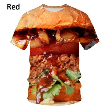 2022 Lato Nowa Jedzenie Hamburgera 3d Drukowanie t-Shirt Moda Męska Casual t-Shirt Unisex  4