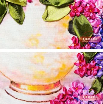45x50 cm 3D wazon do kwiatów Taśma haft, malarstwo zestaw kwiatowy zestawy handmade haftu krzyżykiem DIY handmade rękodzieło ścienny artystyczny wystrój  10