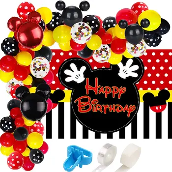 96 szt. Mickey Mouse Wieczorne Dekoracji Balony Garland Łuk Zestaw Mickey Tło Tkaniny, Dekoracje Dla Dzieci, Dziewczyn Urodziny sklep z Pamiątkami  10