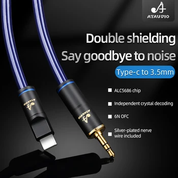 ATAUDIO USB Męski Audio AUX Kabel Konwerter do Komórkowego PC Samochodowe Słuchawki Type-C Do 3,5 mm Przejściówka jack 3,5 mm  5