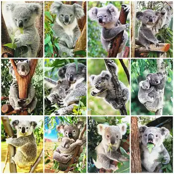 AZQSD Diamentowa Obraz 5d Koala Obraz Z Dżetów Diamentowa Haft Zwierzę Rękodzieło Prezent Wystrój Domu Haftu Krzyżykiem  5