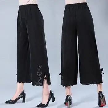 Damskie Letnie Czarne Luźne Spodnie Femme Spodnie Biurowe Odzież Damska Casual Cienkie Eleganckie Spodnie 5XL Pantalon Femme F186  10