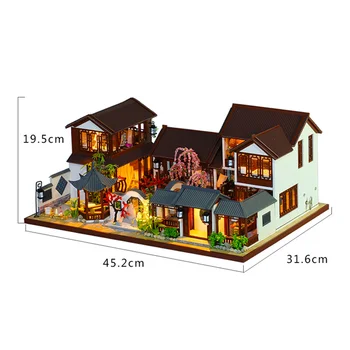DIY Miniaturowy Drewniany domek dla Lalek Zestaw Jiangnan Water Town Ogromny Domek dla Lalek Casa Z Meblami I Oświetleniem Zabawki dla Dorosłych, Prezenty Dla Dziewczynek  10