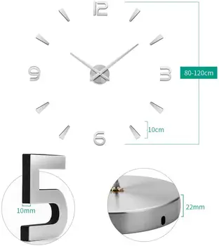 DIY Zegary Ścienne Akrylowe Lustra Zegary Ścienne Duże Zegarek Kwarcowy Martwa natura Nowoczesne Zegarki pokój Dzienny Wystrój Domu Naklejki 3D Zegar  4
