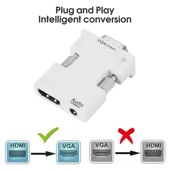HDMI Kompatybilny adapter VGA Konwerter sygnału Wideo z złącze audio o średnicy 3-5 mm Mini-PC Laptop DVD-kamera Odtwarzacz Multimedialny  5