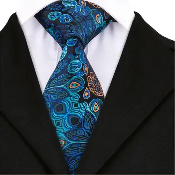 Hi-Tie Jasno-Niebieski Kwiatowy Krawat 2018, Najbardziej Popularne Żakardowe Jedwabne Tkane Krawaty dla Mężczyzn, Luksusowy, Męski Zestaw Krawatów Gravats SN-1593  5
