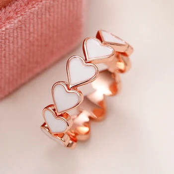 Huian Estetyczne Białe Serce Obietnica Pierścienie dla Kobiet Miłość Ślubny Trend Wieczność Pierścień Luksusowe Akcesoria dla Dziewcząt Sprzedaż Hurtowa Biżuterii  5