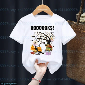 Kawaii Monster Boo Love Books, t-Shirt z Napisem 