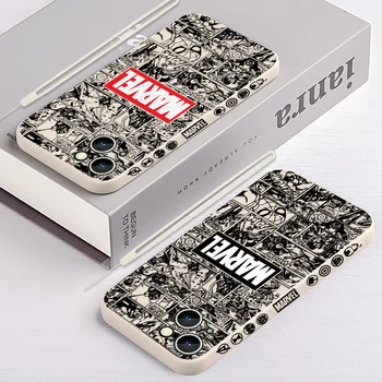 Kreskówka superbohatera Marvel Dla Apple iPhone 14 13 12 11 Pro Max Plus XS XR X 8 7 SE Płynny Lewy Fasadowa Etui Do Telefonu Capa Cover  3