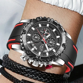 LIGE Nowe Silikonowe Zegarki Męskie męski zegarek Sportowy Chronograf Kwarcowy Zegarek Dla Mężczyzn Najlepsze Marki Luksusowych Wodoodporne Zegarki Relógio Masculino  10