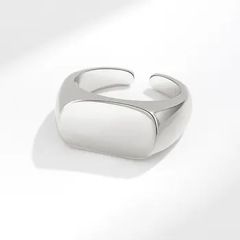 LIVVY Kolor Srebrny Szerokie Pierścienie Dla Kobiet Nowy Modny Minimalizm Kreatywnych Geometria Gładka Powierzchnia Wieczorne Pierścienie Biżuteria Prezenty  10