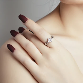 MEETSOFT Classic 925 Srebro Kwiat Cyrkon Муассанит Otwarcie Pierścień dla Kobiet Piękny Słodki Fine Jewelry Bezpośrednie Dostawy  4