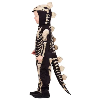 Nowy Halloween Dziecko Dziecko Dziecko Jurajski Stegosaurus Dinozaur Cosplay Ископаемый Szkielet Kostium Czarno-białe Kombinezony  4