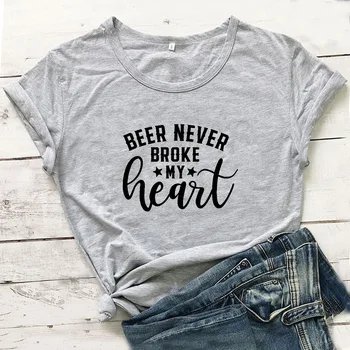 Piwo nigdy Nie pękło Moje serce, Fajna Koszulka, Top Kobiet, Bawełniana Koszulka z Krótkim Rękawem, t-Shirt z okrągłym dekoltem, Camiseta Mujer, Casual t-Shirt, Femme  5