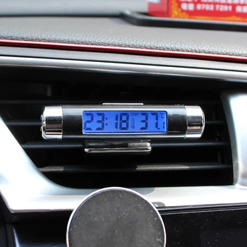 Przenośne Samochodowe Zegar Cyfrowy i Temperatury Wyświetlacz Zegarek Elektroniczny Termometr LCD Z Podświetleniem Ekran Wyświetlacza Akcesoria Samochodowe  10
