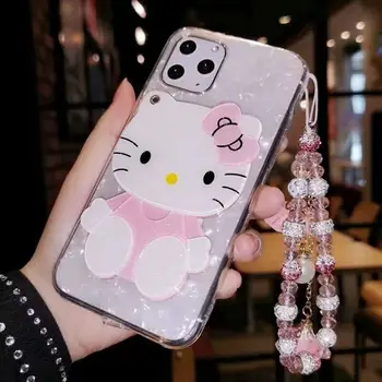 Sanrio Hello Kitty Z Lustrem Do toaletka Pokrowce Dla Telefonów iPhone 14 13 12 11 Pro Max Mini XR X XS MAX Plus Y2k Dla Dziewczyn odporna na wstrząsy Etui  5