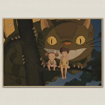 Totoro Hayao Miyazaki Obraz Pokojówki Wzór Kraft Papier Plakat Filmu Dekoracji Domu Wystrój Ścian Garażu Sztuka Retro Wzory  10