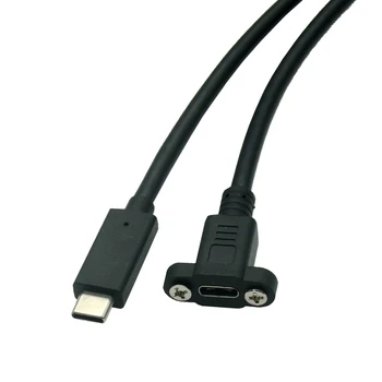 USB-C USB 3.1 Type C Przedłużacz kabel do ładowania danych od mężczyzny do kobiety z gwintowanym otworem do mocowania na pasku 10 Gb/s, Złącze Type C jest nowy  5