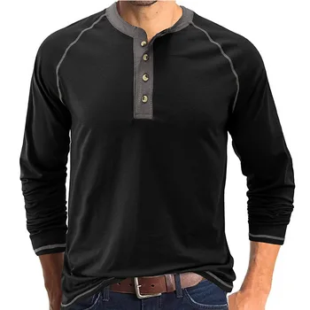 W021 Męskie 2022 Jesienno-wiosenna t-Shirt z długim rękawem w jednolitym kolorze Dorywczo Męska Koszulka Wysokiej jakości, Klasyczne ubrania, męskie t-Shirty  5