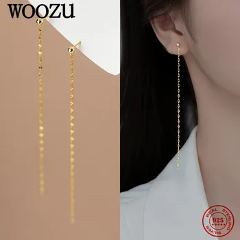 WOOZU Geometria Punk Złoty Łańcuszek Kolczyki Róże Dla Kobiet Koreański Pędzelkiem Długie Linie Ucha 925 Srebro Biżuteria Pendientes  10