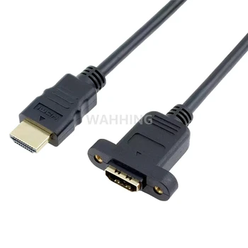 Złoty Przedłużacz HDMI Prowadzi Szybki Przedłużacz HDMI od Mężczyzny do Kobiety Ethernet z zabezpieczeniem Śrubowym Otworem, Zamknięty Kablem do Mocowania na Pasku HY1240  10
