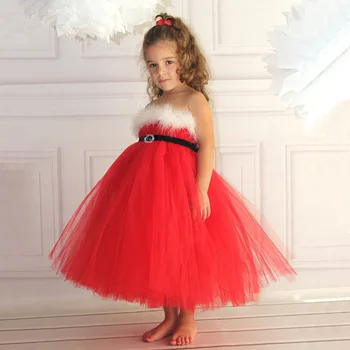 Świąteczny Strój Świąteczny Strój dla dziewczyn, Czerwona Sukienka-Paczka świętego Mikołaja, Plac Butik-odzież z cekinami, Dziecięce, Sukienki Dla dziewczynek od 2 do 8 lat  10