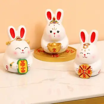 Chiński Nowy Rok Ozdoba Królik Ładny Mini-Królik Figurki Zwierząt Postacie Mały Królik Formy Na Imprezę Akcesoria Do Domu  5