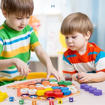 Kolorowe Drewniane Puzzle Pokój Mecz Pszczela Gra Geometryczny Kształt Edukacyjne Inteligentne Zabawki Montessori Zabawki Dla Dzieci  5