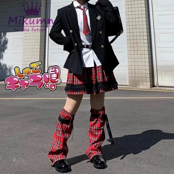 Punk-Spódnica Japońska Szkoła Harajuku Dla Dziewczyn Czerwone W Kratkę Mini Spódniczki Kombinezony  5