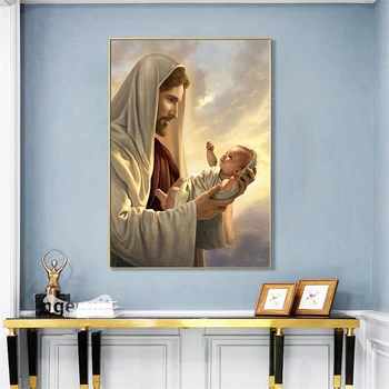 Religia Dekoracyjne Obraz Jezusa Płótno Chrześcijański Jezus w Jerozolimie, Plakaty Wydruki Domowy Kościół Ścienne Artystyczne Zdobienie Zdjęcia  3