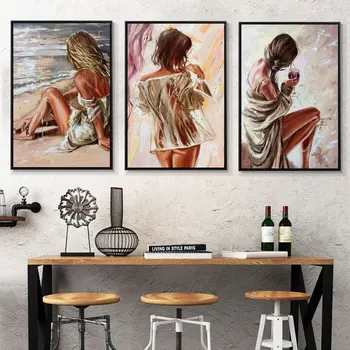 Sztuka Abstrakcyjna Klamra Obraz Sexy Kobieta Ścienny Art Obraz na Płótnie Plakat Drukowanie do Salonu Wystrój Domu  4
